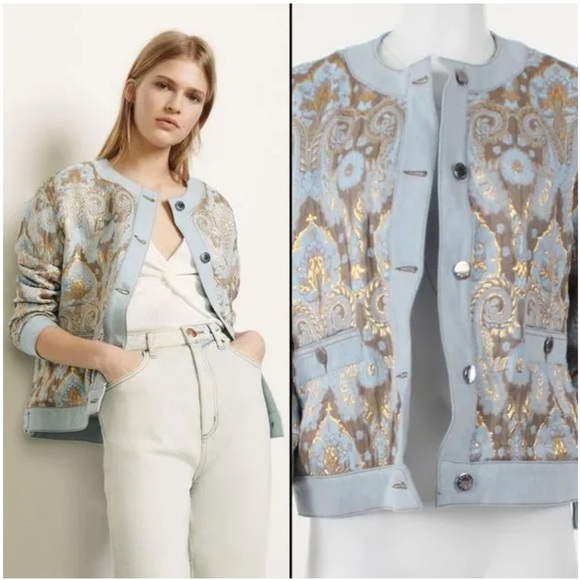 Sandro Orcan Metallic Jacquard Jacket. excellent condition. size 38. - Picture 1 of 4